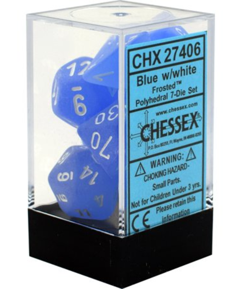 Chessex - CHX 7-Die Polyhedral Set Blue w/white Frosted