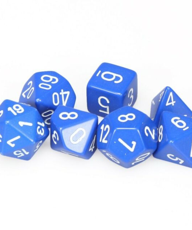 Chessex - CHX 7-Die Polyhedral Set Blue w/white Opaque