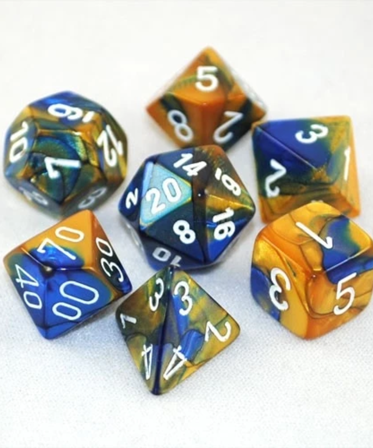 Chessex - CHX 7-Die Polyhedral Set Blue-Gold w/white Gemini