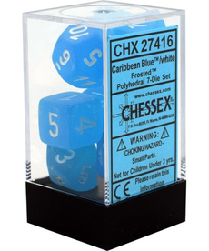 Chessex - CHX 7-Die Polyhedral Set Caribbean Blue w/white Frosted