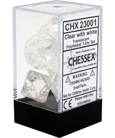 Chessex - CHX 7-Die Polyhedral Set Clear w/white Translucent