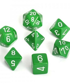 Chessex - CHX 7-Die Polyhedral Set Green w/white Opaque