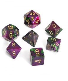 Chessex - CHX 7-Die Polyhedral Set Green-Purple w/gold Gemini