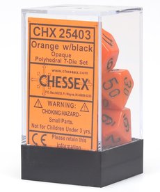 Chessex - CHX 7-Die Polyhedral Set Orange w/black Opaque