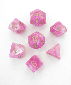 Chessex - CHX 7-Die Polyhedral Set Pink w/gold Vortex