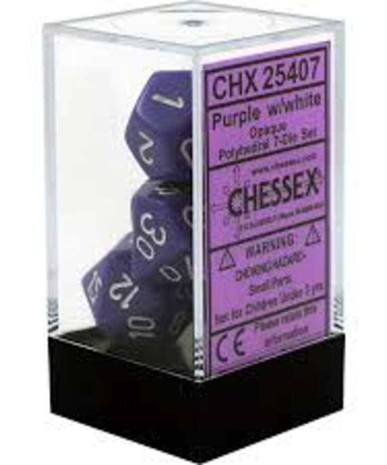 Chessex - CHX 7-Die Polyhedral Set Purple w/white Opaque