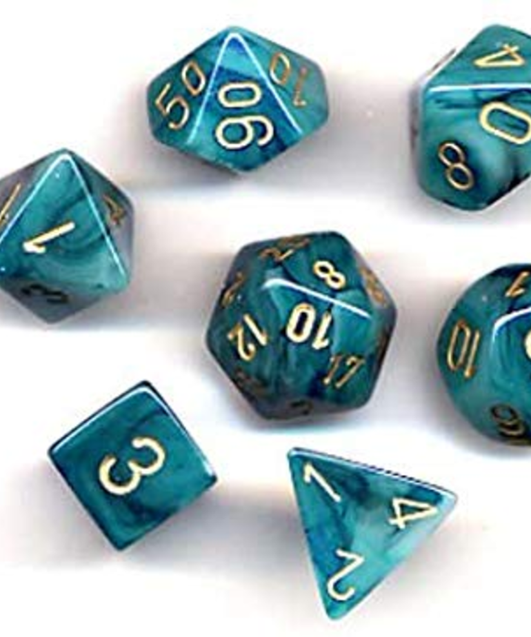 Chessex - CHX 7-Die Polyhedral Set Teal w/ gold Phantom