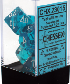 Chessex - CHX 7-Die Polyhedral Set Teal w/white Translucent