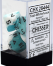 Chessex - CHX 7-Die Polyhedral Set White-Teal w/black Gemini