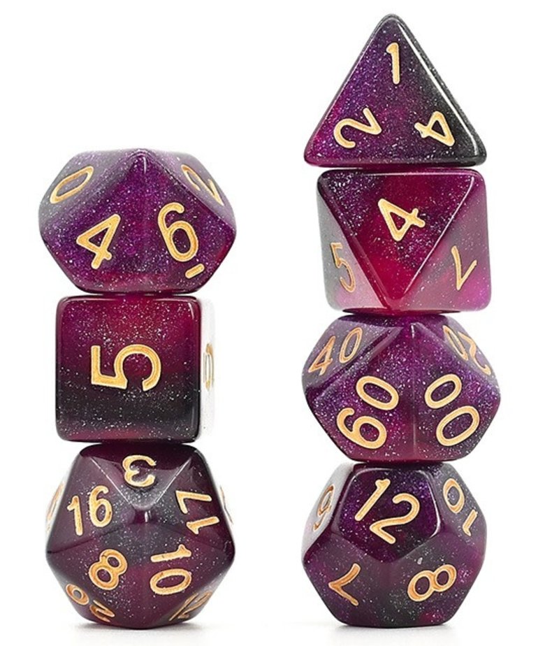 Gameopolis Dice - UDI Gameopolis: Dice - Polyhedral 7-Die Set - Galaxy - Black-Purple/Gold