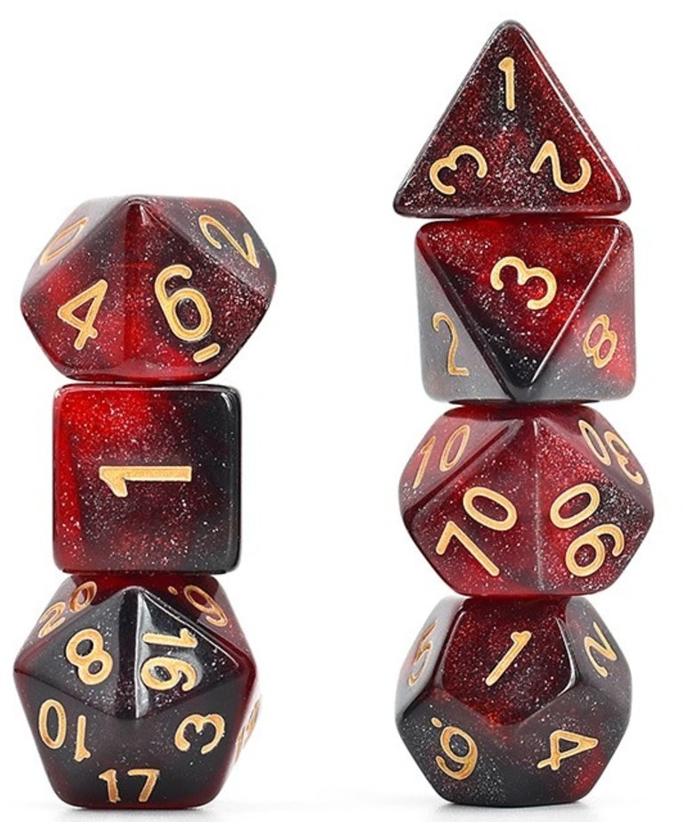 Udixi Dice - UDI Udixi: Dice - Polyhedral 7-Die Set - Galaxy - Black-Red/Gold