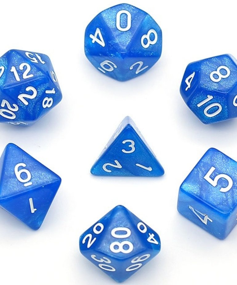 Gameopolis Dice - UDI Gameopolis: Dice - Polyhedral 7 Set - Glitter - Blue w/ White