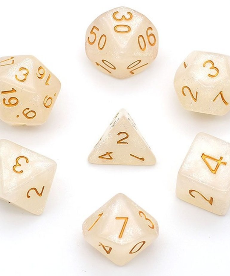 Gameopolis Dice - UDI Gameopolis: Dice - Polyhedral 7 Set - Glitter - White/Gold