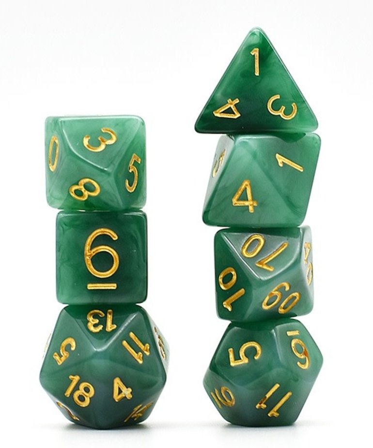 Gameopolis Dice - UDI Gameopolis: Dice - Polyhedral 7-Die Set - Jade - Black-Green/Gold