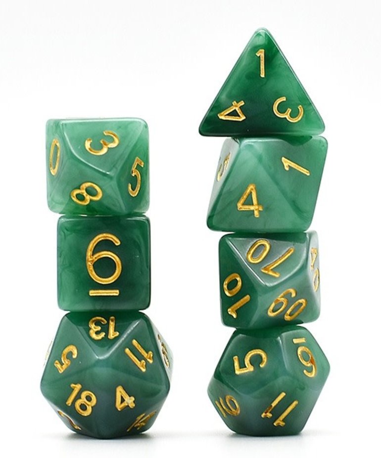 Scarab Jade/gold Polyhedral 7-Die Set - Wizards Books And Games