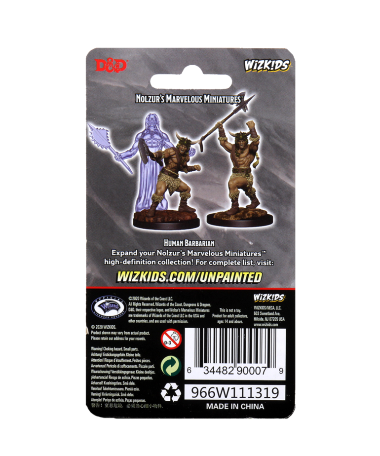WizKids - WZK D&D: Nolzur's Marvelous Unpainted Miniatures - Human Barbarian (He/Him/They/Them)