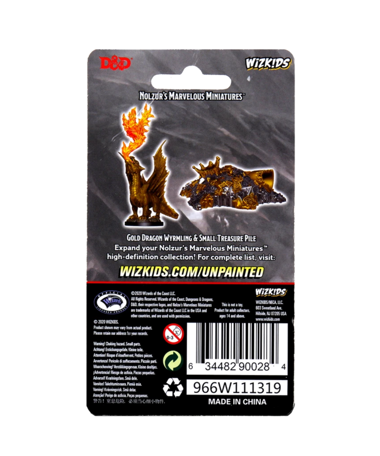 WizKids - WZK D&D: Nolzur's Marvelous Unpainted Miniatures - Gold Dragon Wyrmling & Small Treasure Pile