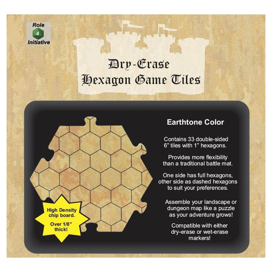 DryErase Dungeon Tiles Earthtone 6" Hexagon (33) Discount Games Inc