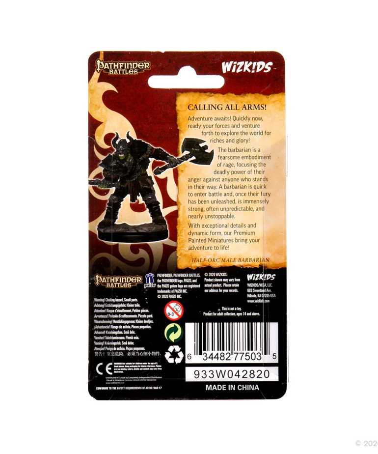 WizKids - WZK Pathfinder Battles: Premium Painted Figures - Half-Orc Barbarian Male