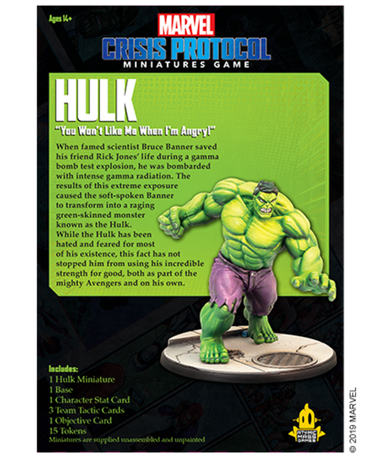 Atomic Mass Games - AMG Marvel: Crisis Protocol - Hulk - Character Pack