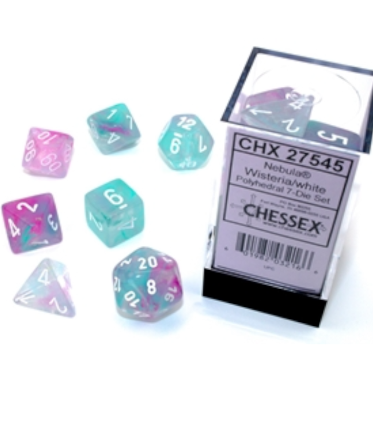 Chessex - CHX Chessex - Polyhedral 7-Die Set - Nebula Luminary - Wisteria w/ White