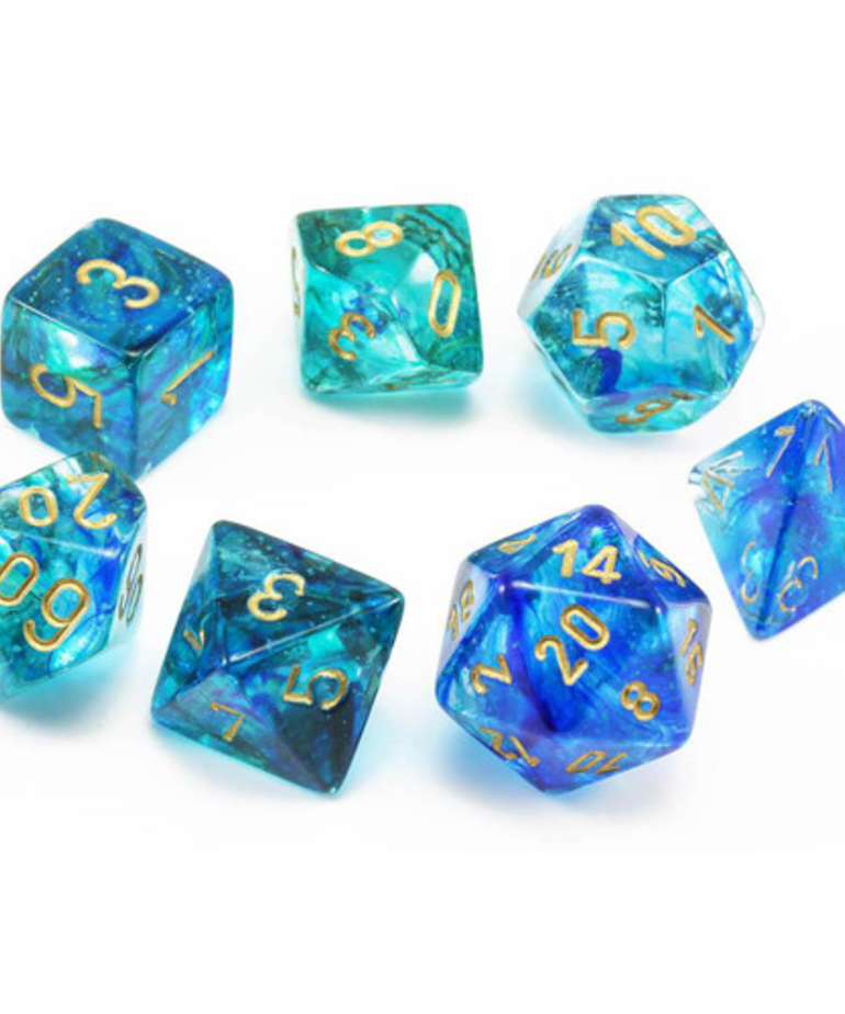 Chessex - CHX Chessex - Polyhedral 7-Die Set - Nebula Luminary - Oceanic w/ Gold