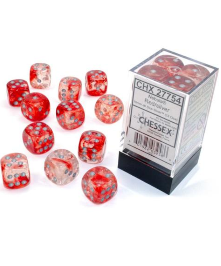 Chessex - CHX Chessex - 16mm Dice Block - Nebula Luminary - Red w/ Silver