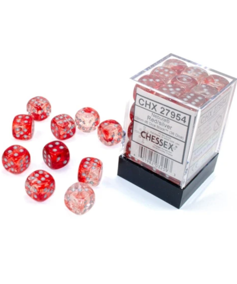 Chessex - CHX Chessex - 12mm Dice Block - Nebula Luminary - Red w/ Silver