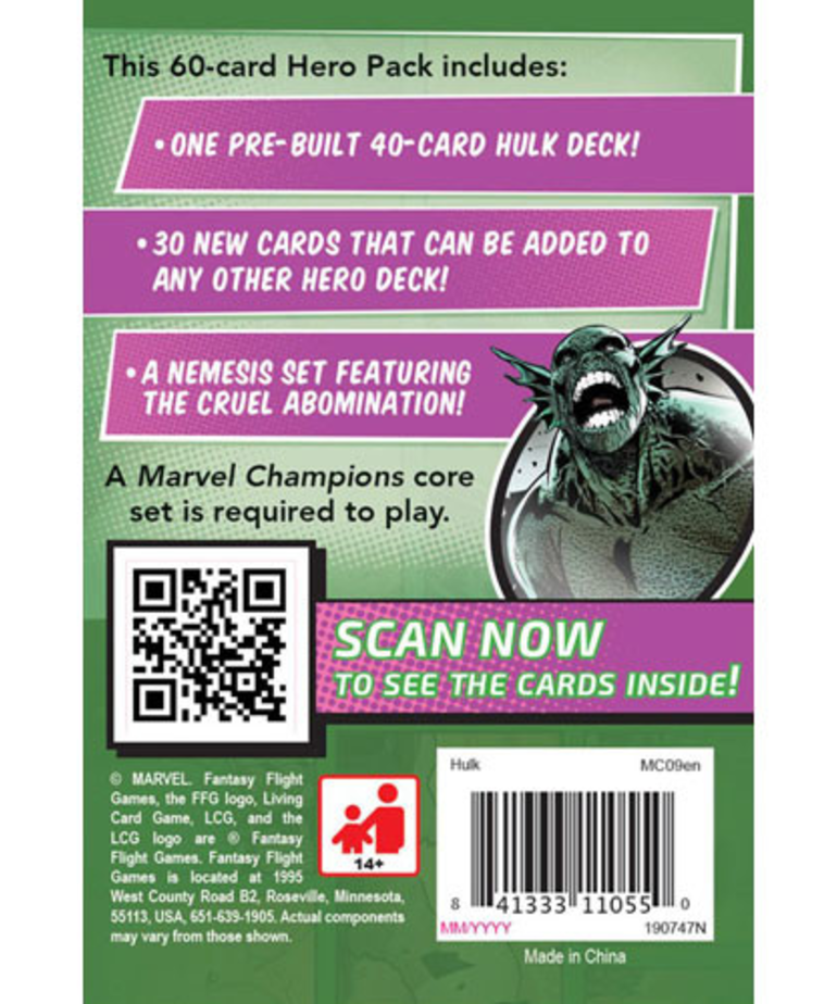 Fantasy Flight Games - FFG Marvel Champions: The Card Game - Hulk - Hero Pack