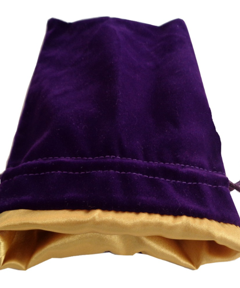 Metallic Dice Games - LIC Metallic Dice Games - Dice Bag - 6x8 - Purple Velvet w/ Gold Satin