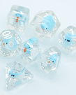 Udixi Dice - UDI Udixi Dice - Polyhedral 7-Die Set - Resin Blue Bird - Clear w/ White