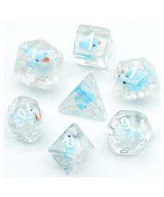 Gameopolis Dice - UDI Resin Blue Bird - Clear w/ White