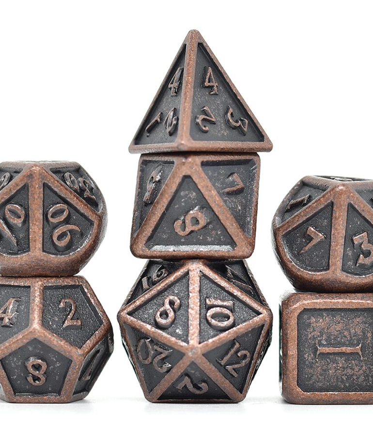 Udixi Dice - UDI Udixi Dice - Polyhedral 7-Die Set - Barrel Ancient Metal - Copper