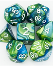 Gameopolis Dice - UDI Gameopolis: Dice - Polyhedral 7-Die Set - Color Mixed - Blue & Green w/ White