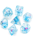 Gameopolis Dice - UDI Gameopolis Dice - Polyhedral 7-Die Set - Resin Blue Octopus - Clear w/ White