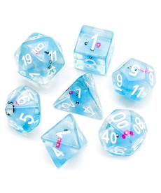 Gameopolis Dice - UDI Resin Blue Octopus - Clear w/ White