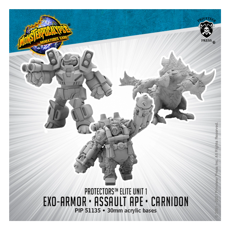 Monsterpocalypse Carnidon, Exo-Armor, & Assault Ape-Alternate