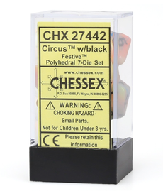 Chessex - CHX 7-Die Polyhedral Set Circus w/black