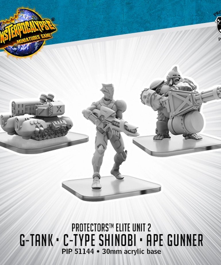 Privateer Press - PIP Monsterpocalypse - Protectors - G-Tank, C-Type Shinobi, & Ape Gunner - Alternate Elite Units