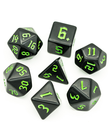 Gameopolis Dice - UDI Gameopolis: Dice - Polyhedral 7 Set - Simple Black - Black w/ Green