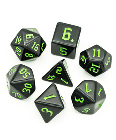 Gameopolis Dice - UDI Gameopolis: Dice - Polyhedral 7-Die Set - Black w/ Green