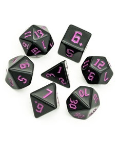 Gameopolis Dice - UDI Polyhedral 7 Set - Simple Black - Black w/ Pink