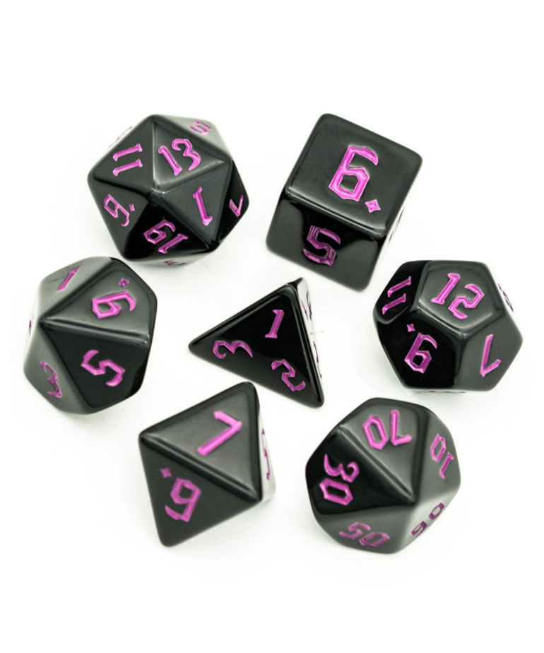 Gameopolis Dice - UDI Gameopolis: Dice - Polyhedral 7-Die Set - Black w/ Pink