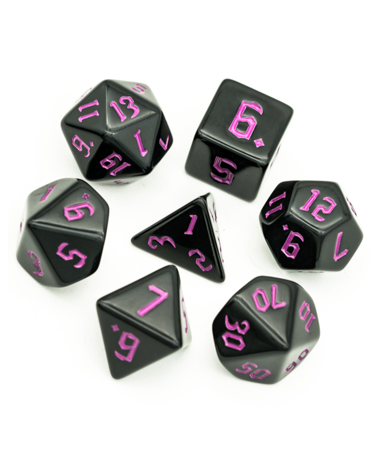 Gameopolis Dice - UDI Gameopolis: Dice - Polyhedral 7 Set - Simple Black - Black w/ Pink