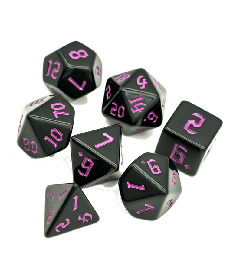 Gameopolis Dice - UDI Gameopolis: Dice - Polyhedral 7-Die Set - Black w/ Pink