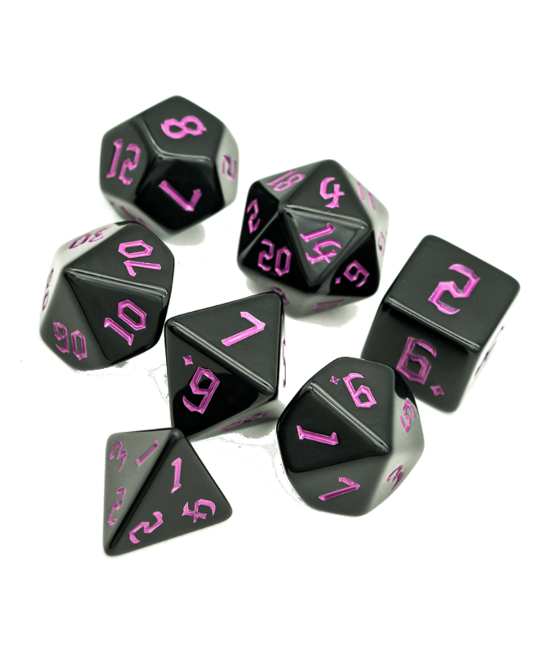Udixi Dice - UDI Udixi: Dice - Polyhedral 7-Die Set - Black w/ Pink