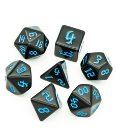 Gameopolis Dice - UDI Polyhedral 7-Die Set - Black w/ Blue