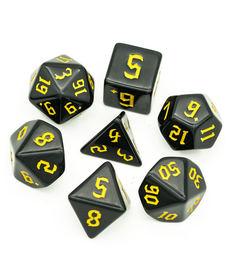 Gameopolis Dice - UDI Polyhedral 7-Die Set - Black w/ Yellow