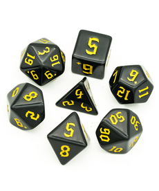 Gameopolis Dice - UDI Polyhedral 7-Die Set - Simple Black - Black w/ Yellow