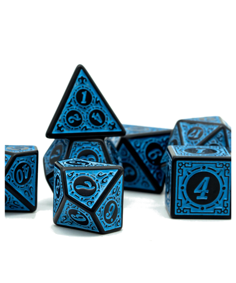 Udixi Dice - UDI Udixi: Dice - Polyhedral 7-Die Set - Window Lattice Pattern - Blue